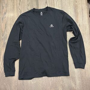NWOT Converse Star Chevron Long Sleeve T-Shirt Crewneck Relaxed Pullover Black L